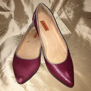 Miz Mooz Jodi Flat size 8.5 plum silver leather